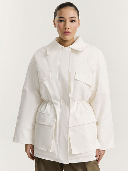 Парка из вельвета с мехом ламы