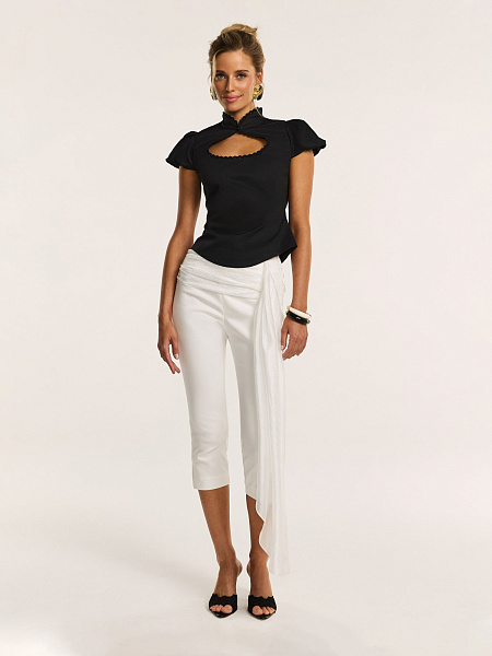 Блуза из хлопка с отделкой из кружева