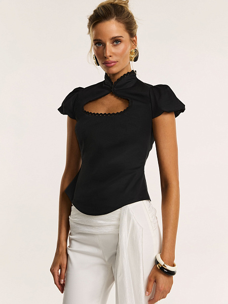 Блуза из хлопка с отделкой из кружева