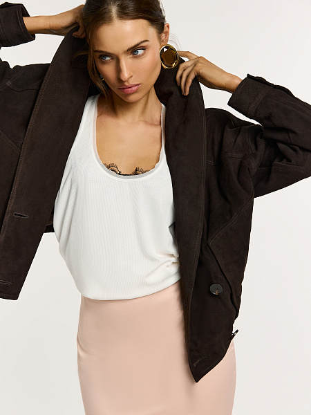 Утепленная куртка из натуральной замши