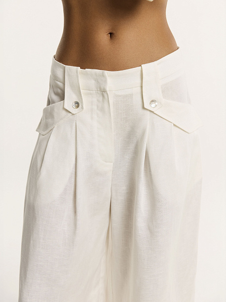 Брюки свободного кроя из итальянского льна