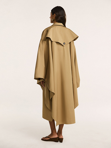 Тренч-пончо из итальянского хлопка с контрастными деталями