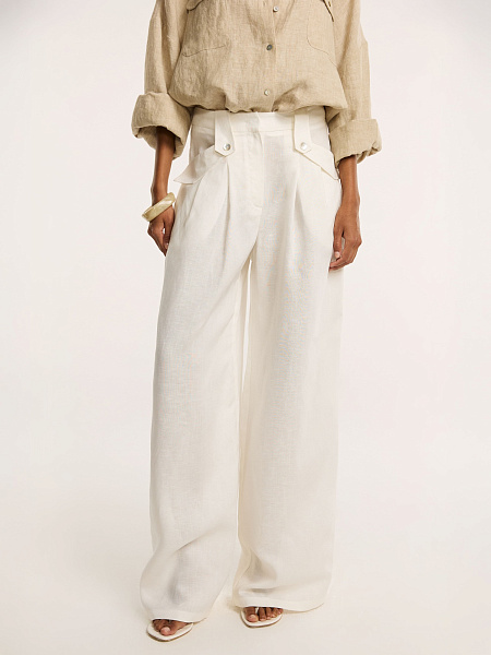 Брюки свободного кроя из итальянского льна
