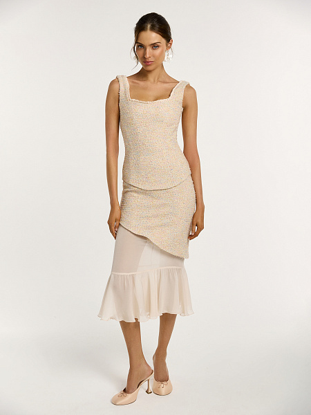 Юбка из итальянского твида с подъюбником