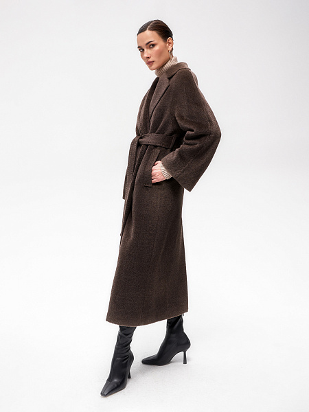 Пальто из альпака на запах с широким рукавом (индивидуальный заказ)