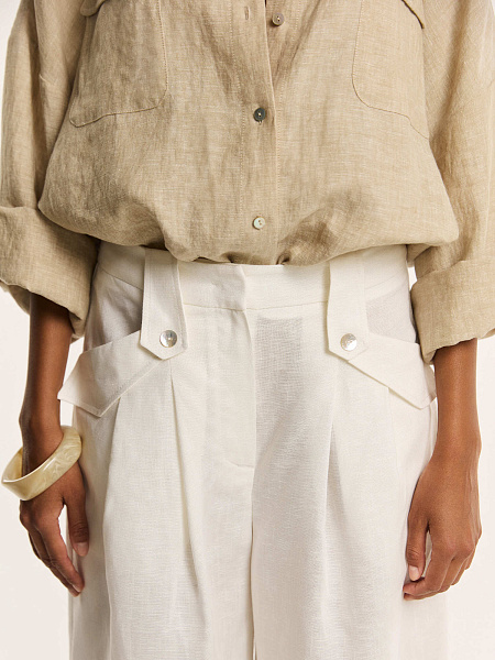 Брюки свободного кроя из итальянского льна