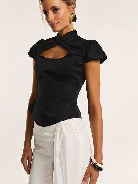 Блуза из хлопка с отделкой из кружева