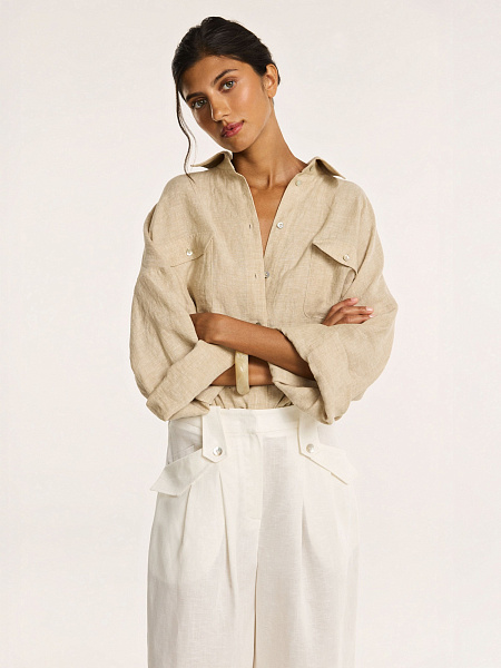 Брюки свободного кроя из итальянского льна