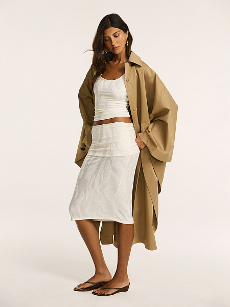 Тренч-пончо из итальянского хлопка с контрастными деталями