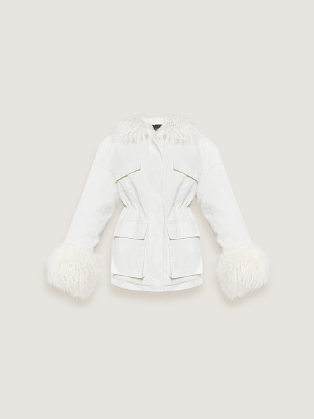 Парка из вельвета с мехом ламы