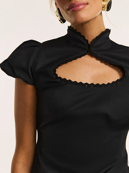 Блуза из хлопка с отделкой из кружева