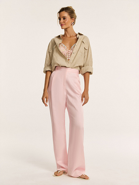 Брюки прямого кроя из итальянского льна