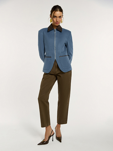 Куртка с отделкой из натуральной кожи