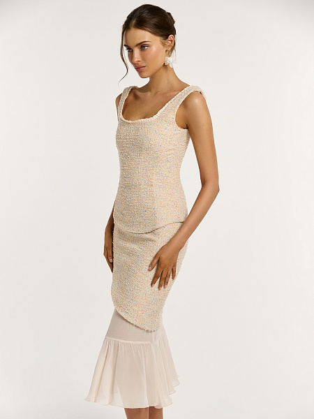 Юбка из итальянского твида с подъюбником