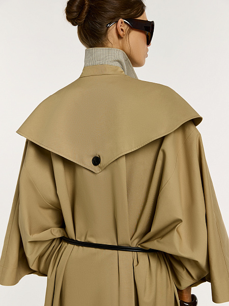 Тренч-пончо из итальянского хлопка с контрастными деталями