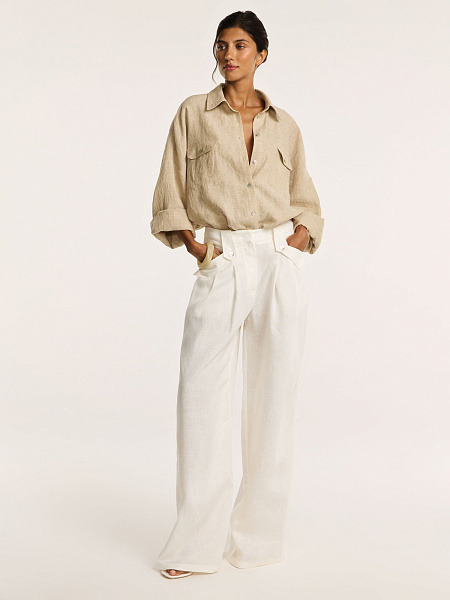 Брюки свободного кроя из итальянского льна